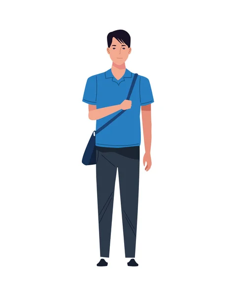 Jeune homme décontracté avec sac à main avatar personnage — Image vectorielle