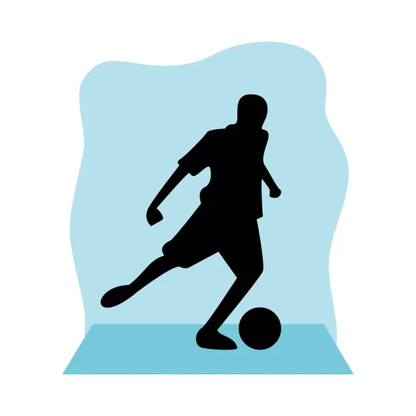 Homme athlétique pratiquant le football silhouette sport — Image vectorielle