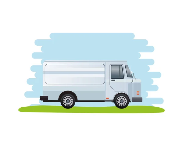 Vehículo furgoneta blanca transporte icono aislado — Vector de stock