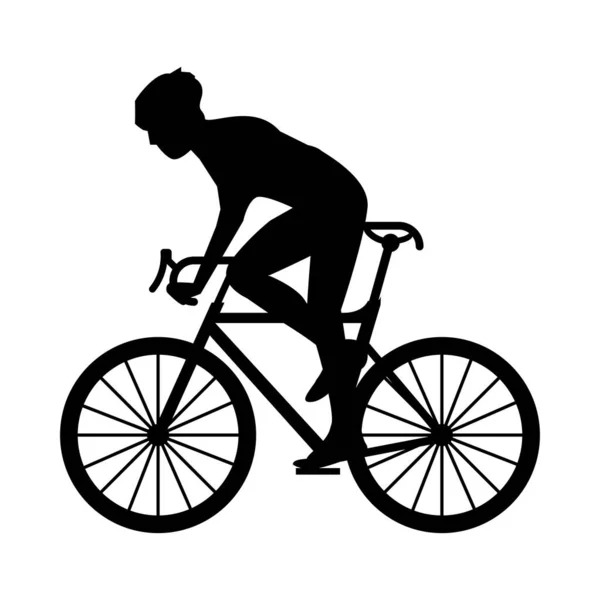 Sporcu adam bisikleti sürüyor spor silueti — Stok Vektör