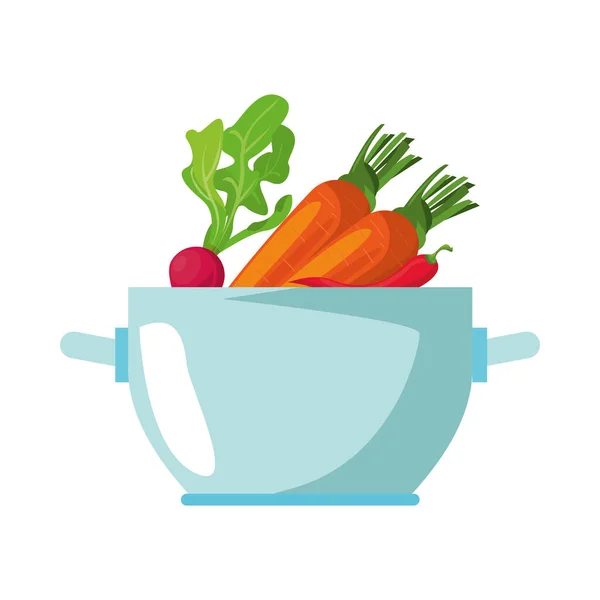 Fresh vegetables in bowl healthy food — Stock Vector