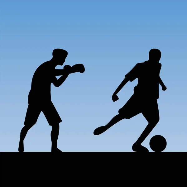 Gruppo di persone atletiche che praticano silhouette sportive — Vettoriale Stock