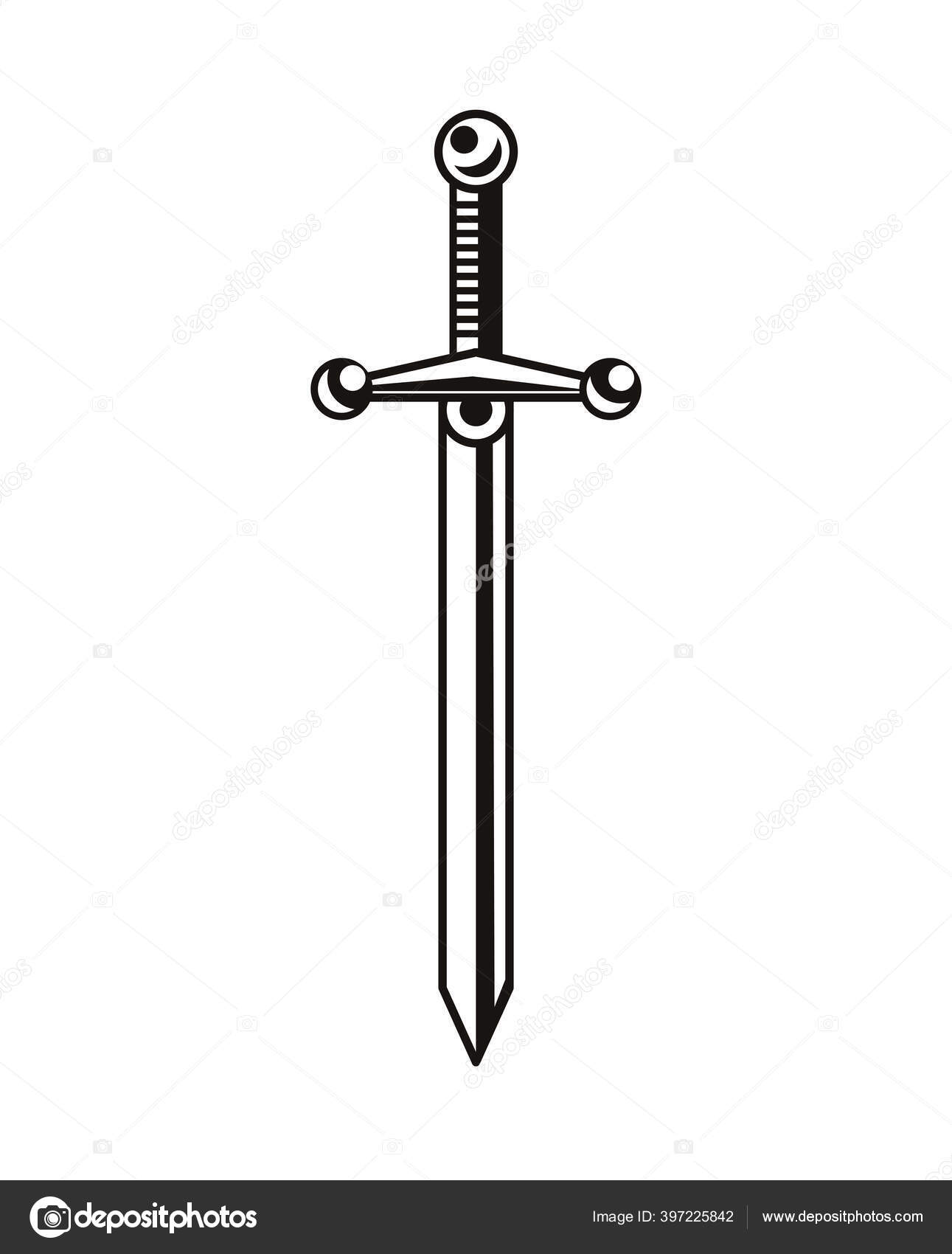 Schwert Waffe Tattoo Kunst-Ikone Stock-Vektorbild von ©jemastock 397225842, image size:1291x1700