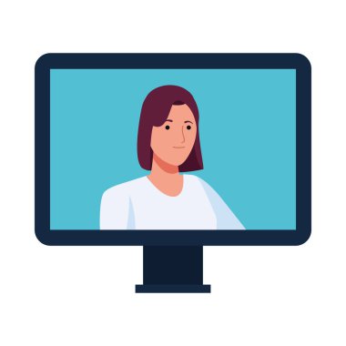 Masaüstünde sevimli genç bir kadın