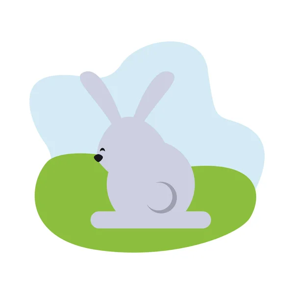 Bonito coelho Páscoa personagem temporada no acampamento — Vetor de Stock