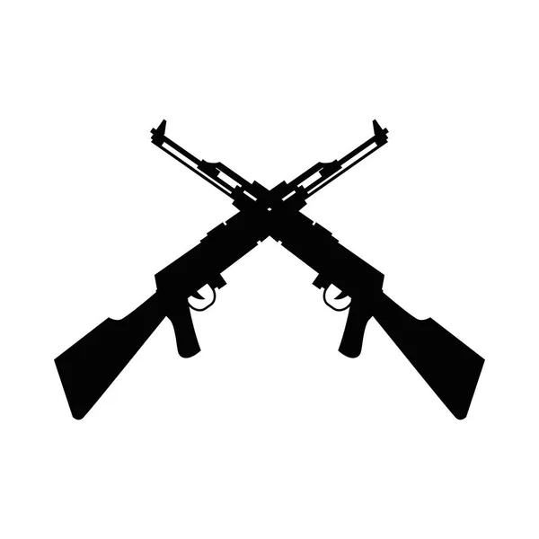 Rifles armas cruzadas siluetas iconos aislados — Vector de stock