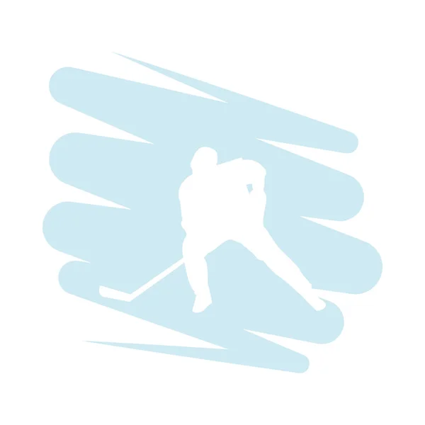 Sportowiec człowiek praktykujący hokej sport sylwetka — Wektor stockowy