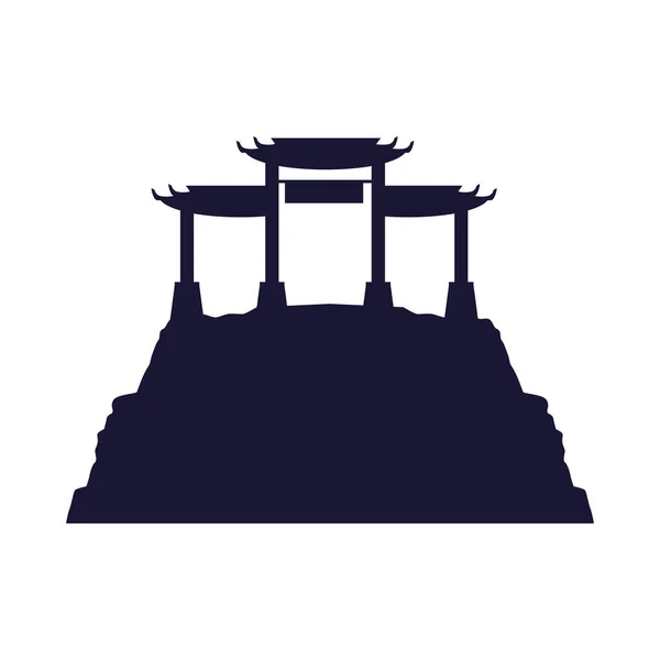 Ιαπωνικά archs αρχιτεκτονική μνημείων στο βουνό — Διανυσματικό Αρχείο