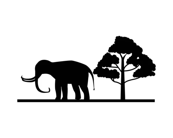 Éléphant sauvage animal nature silhouette — Image vectorielle