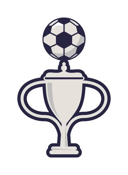 Trofee beker met voetbal sport ballon — Stockvector