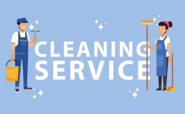 Araç gereçleri olan ev bakımı işçileri