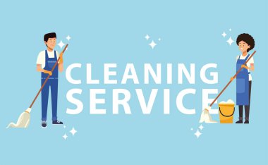 Araç gereçleri olan ev bakımı işçileri