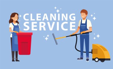 Araç gereçleri olan ev bakımı işçileri