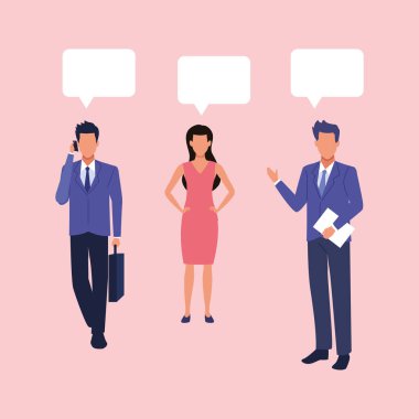 Konuşma baloncukları karakterleri ile takım çalışması