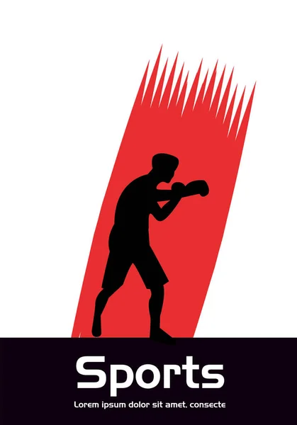 Atletisk man tränar boxning sport siluett — Stock vektor