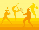 group of athletic people practicing sports silhouettes