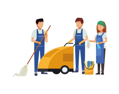 Ekip çalışanları ekipman araçlarıyla