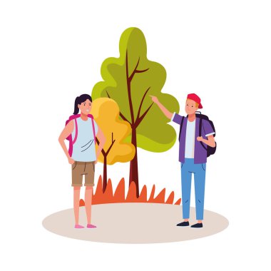 Genç turistler, mutlu karakterler.