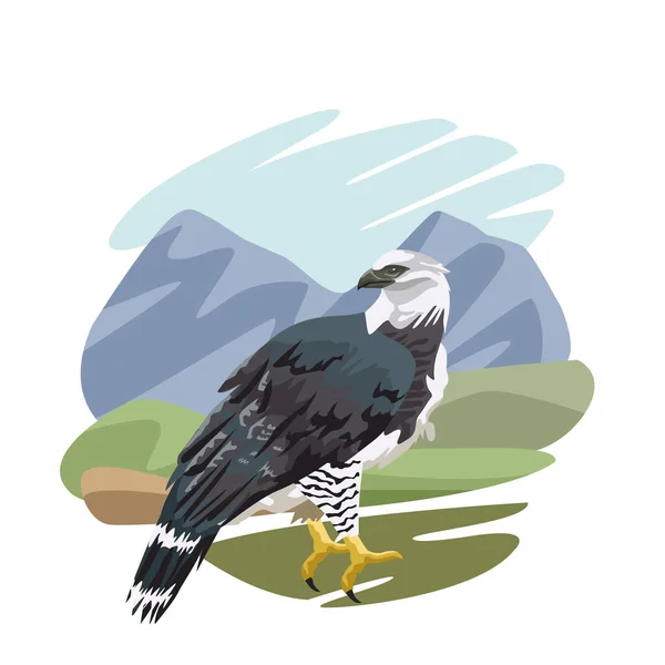 Beautifull wild eagle in the landscape scene — Stock Vector