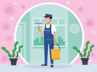 kova avatar karakterli oda hizmetçisi erkek.