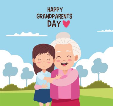 Büyükannem ve torunumla mutlu büyükanneler günü kartı.