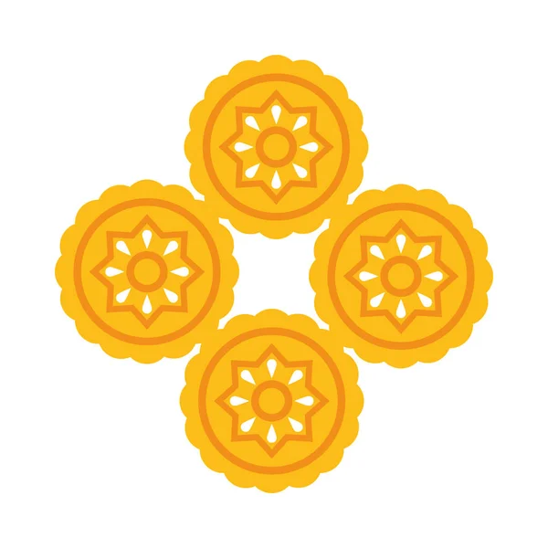 Fleurs jaunes jardin décoration circulaire — Image vectorielle