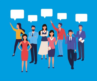 Konuşma baloncukları karakterleri ile takım çalışması