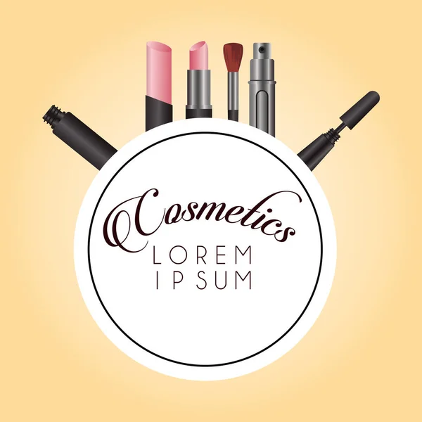 Conjunto de cosméticos maquiagem armação circular —  Vetores de Stock