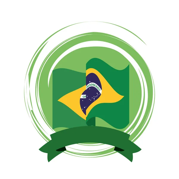 Brazil flag country isolated icon — Stock Vector