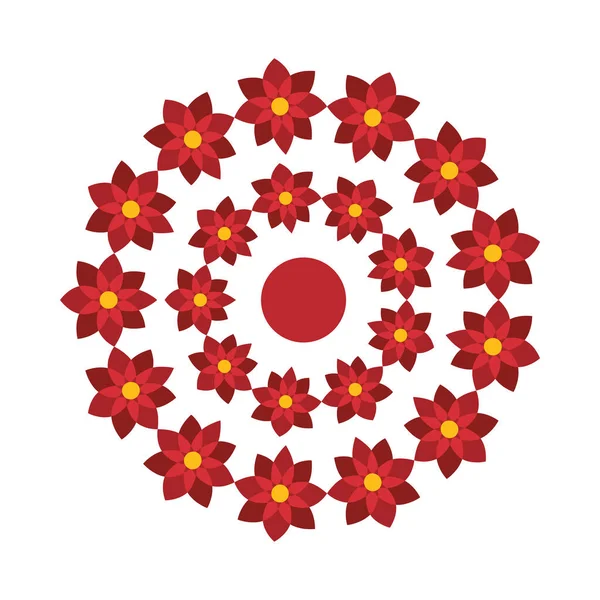 Fleurs rouges jardin décoration circulaire — Image vectorielle