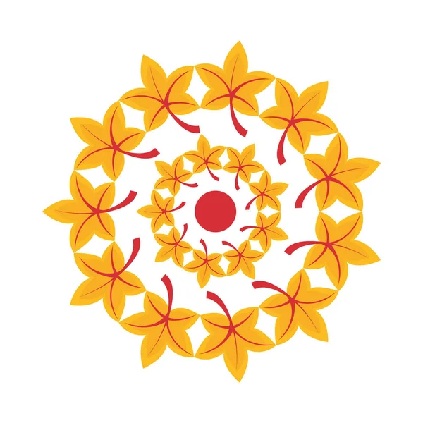 黄色の花の庭円形の装飾 — ストックベクタ
