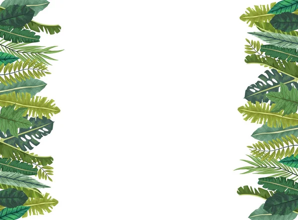Hojas tropicales palma naturaleza marco — Archivo Imágenes Vectoriales