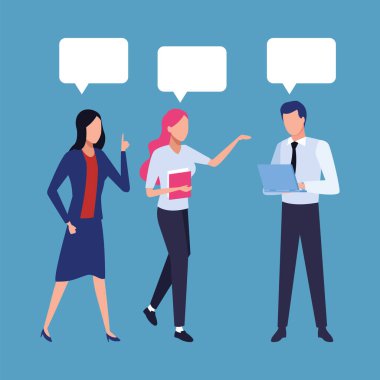 Konuşma baloncukları karakterleri ile takım çalışması