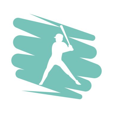 Beyzbol silueti pratiği yapan atletik bir adam.