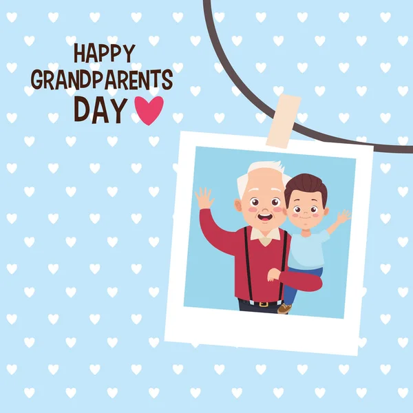 사진에서 할아버지와 손자와 함께 있는 행복 한 조부모의 날 카드 — 스톡 벡터