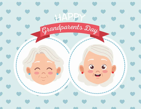 Happy grandparents day card with old couple — Stock Vector