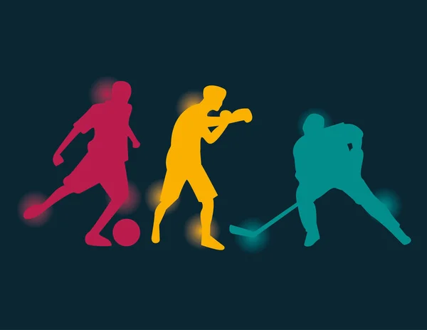 Groupe de personnes sportives pratiquant des silhouettes sportives — Image vectorielle