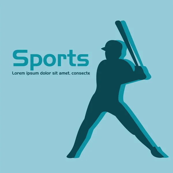 Homme athlétique pratiquant le baseball silhouette sport — Image vectorielle