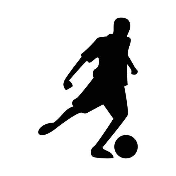 Atletische man oefenen voetbal sport silhouet — Stockvector