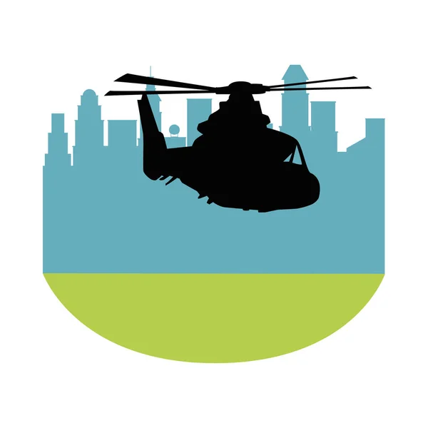 Silhueta de helicóptero militar ícone isolado — Vetor de Stock