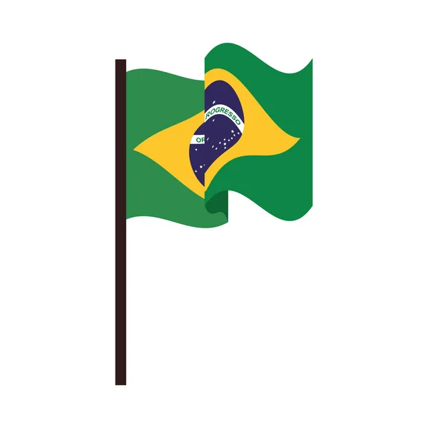 Brasilien flagga land isolerad ikon — Stock vektor