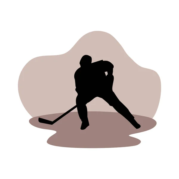 Uomo atletico praticare hockey silhouette sportiva — Vettoriale Stock