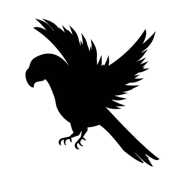 Salvaje exótico guacamayo pájaro animal volando silueta — Vector de stock