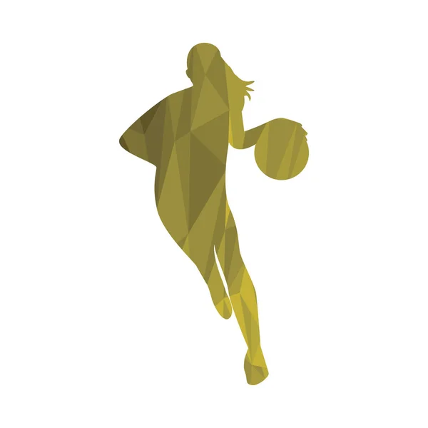 Femme athlétique pratiquant le basket-ball silhouette sportive — Image vectorielle
