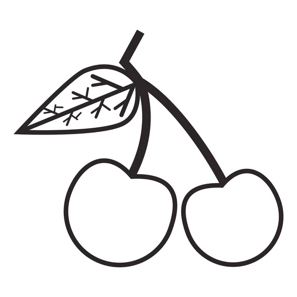 Cerezas fruta fresca deliciosa aislado icono de estilo — Vector de stock