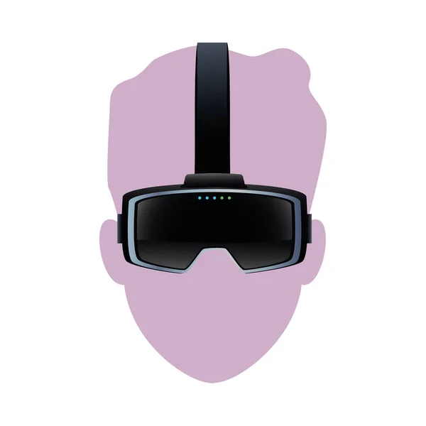 Huvud människa med hjälp av verklighet virtuell mask teknik tillbehör — Stock vektor