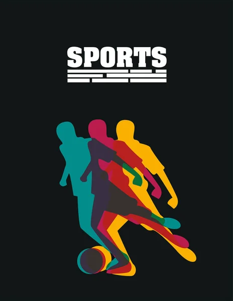 Homme athlétique pratiquant le football silhouette sport — Image vectorielle