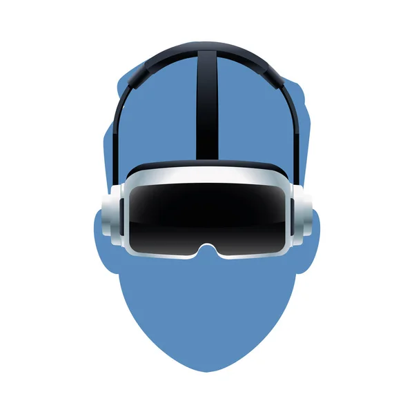 Tête humaine en utilisant la réalité masque virtuel technologie accessoire — Image vectorielle