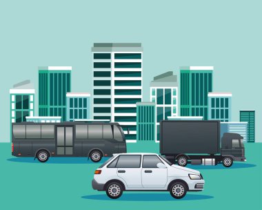 Araçlarla yol manzarası