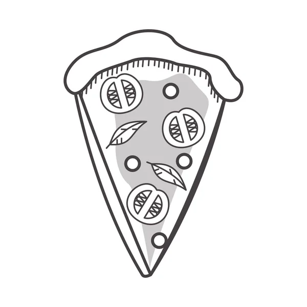 Heerlijke pizza portie fast food icoon — Stockvector